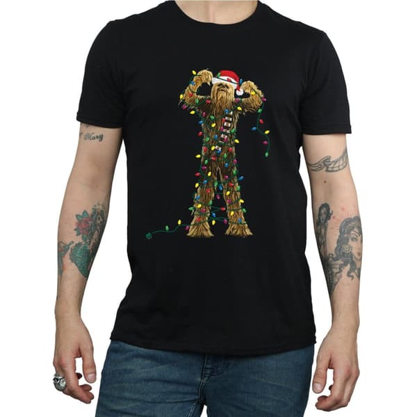Star Wars Mens Chewbacca Christmas Lights T-Shirt