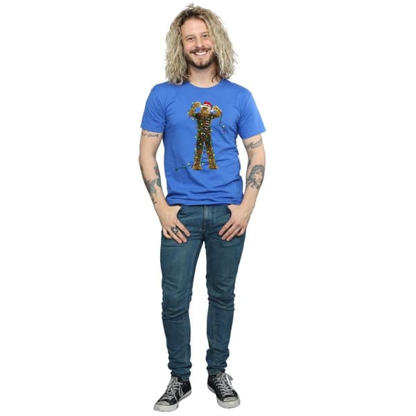 Star Wars Mens Chewbacca Christmas Lights T-Shirt
