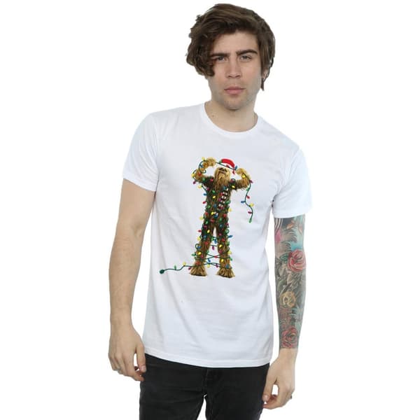 Star Wars Mens Chewbacca Christmas Lights T-Shirt