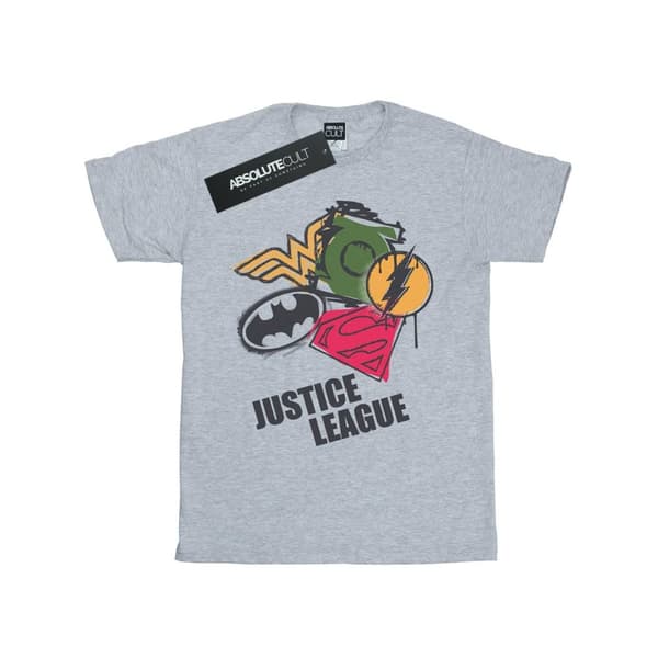 DC Comics Dam/Tjej Justice League Spray Logos Boyfriend T-shirt i bomull