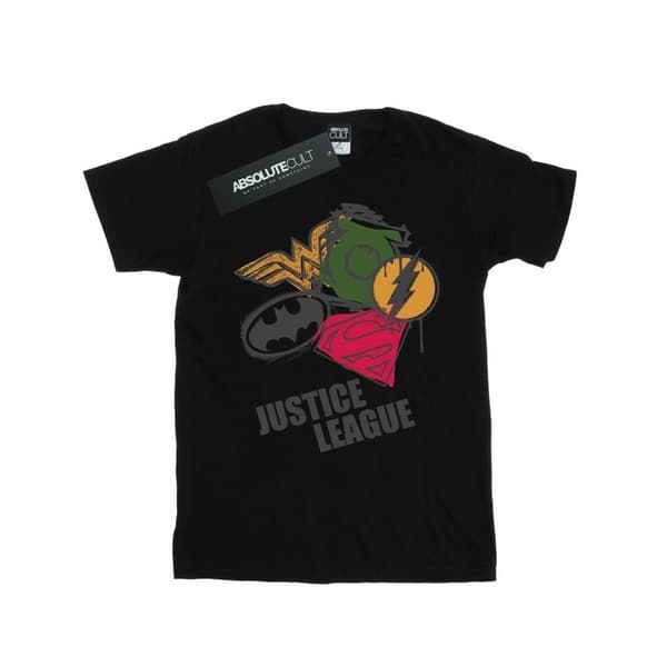 DC Comics Dam/Tjej Justice League Spray Logos Boyfriend T-shirt i bomull