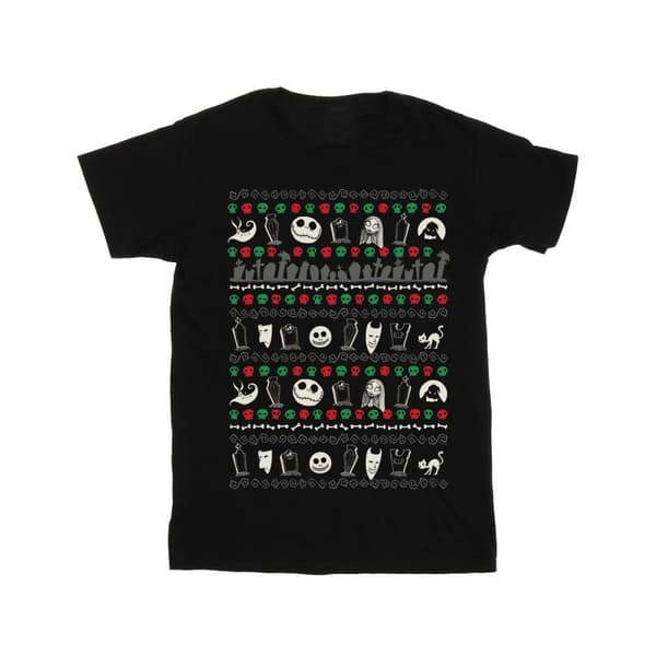 Disney Nightmare Before Christmas - T-shirt i bomull med festliga ikoner för flickor Black 3-4 Years