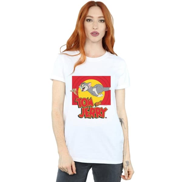 Tom And Jerry Dam/dam Chase Scene Boyfriend T-shirt i bomull