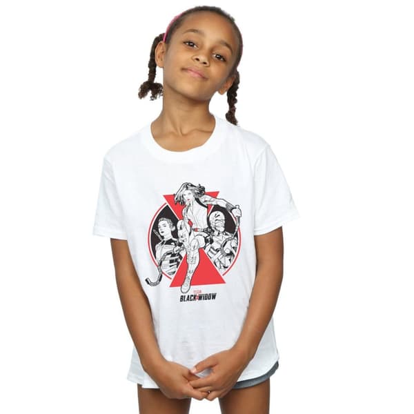 Marvel Girls Black Widow Movie Character Badge Cotton T-Shirt