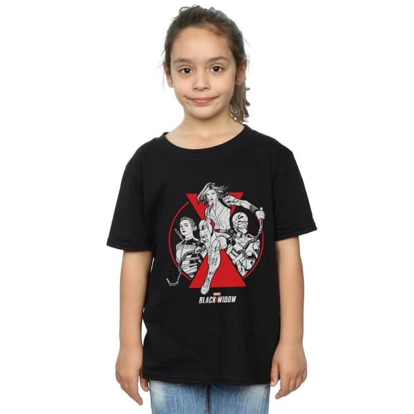 Marvel Girls Black Widow Movie Character Badge Cotton T-Shirt