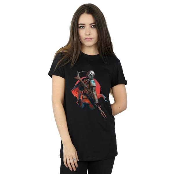 Star Wars Womens/Ladies The Mandalorian Blaster Rifles Cotton Boyfriend T-Shirt