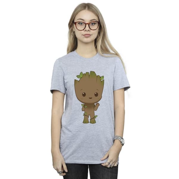 Marvel Womens/Ladies I Am Groot Chibi Wave Pose Cotton Boyfriend T-Shirt