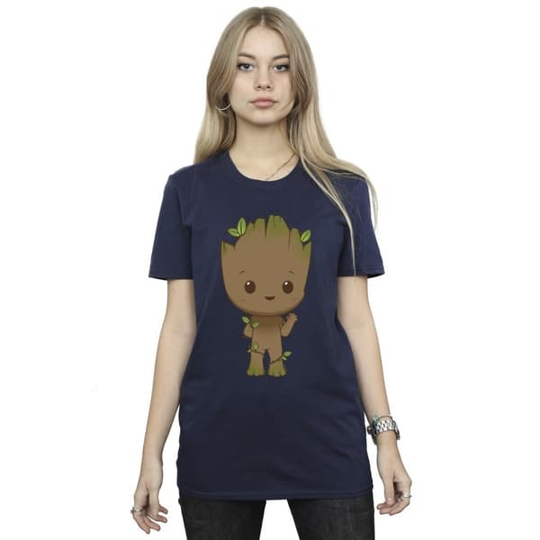 Marvel Womens/Ladies I Am Groot Chibi Wave Pose Cotton Boyfriend T-Shirt