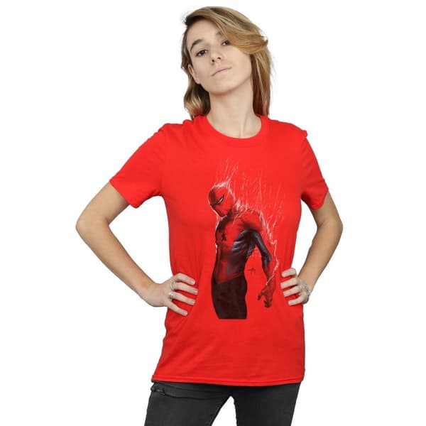 Marvel Dam/Tjej Spider-Man Web Wrap Bomull Boyfriend T-shirt