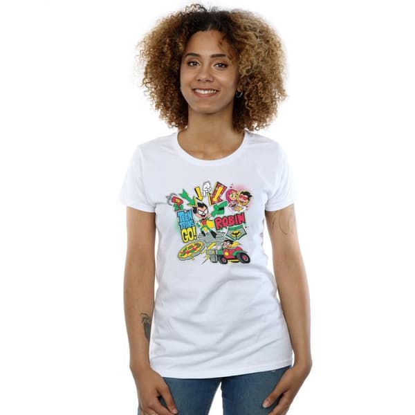 DC Comics Womens/Ladies Teen Titans Go Robin Montage Cotton T-Shirt