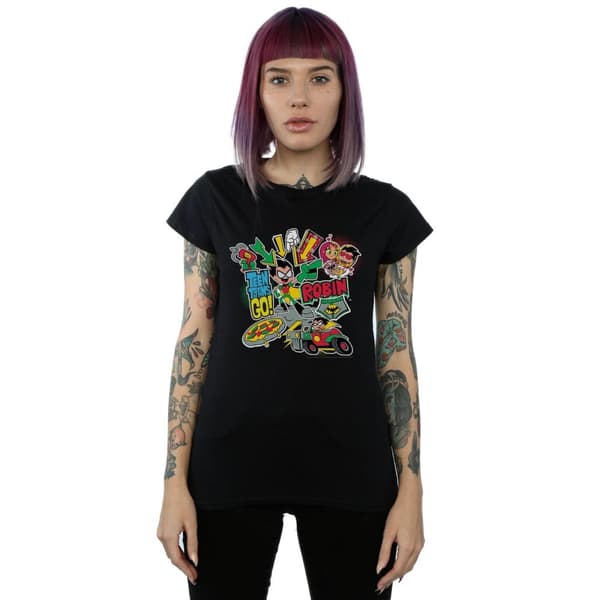 DC Comics Womens/Ladies Teen Titans Go Robin Montage Cotton T-Shirt