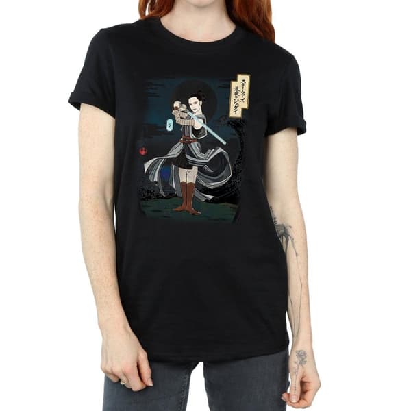 Star Wars Dam/Tjej The Last Jedi Japanese Rey Boyfriend T-shirt i bomull