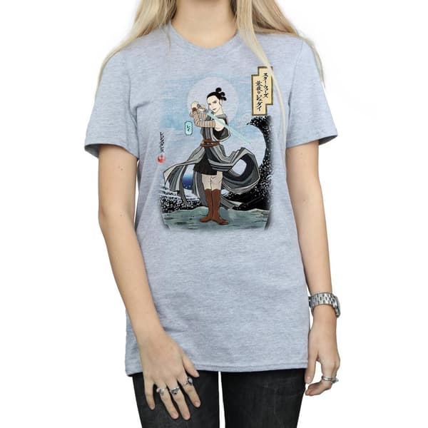Star Wars Dam/Tjej The Last Jedi Japanese Rey Boyfriend T-shirt i bomull