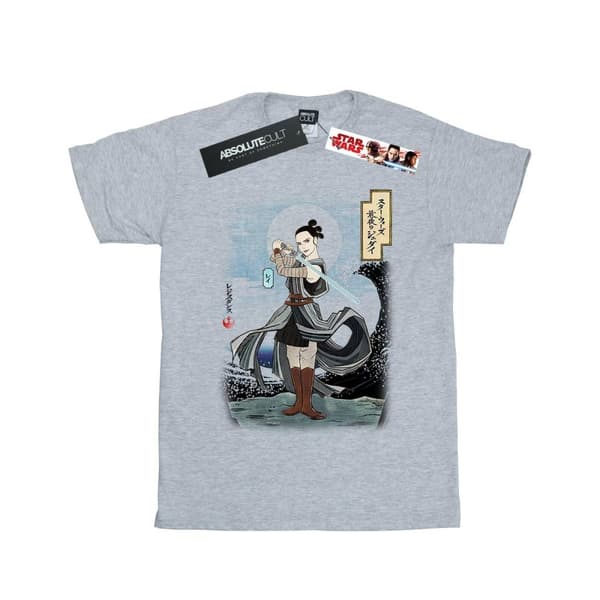 Star Wars Dam/Tjej The Last Jedi Japanese Rey Boyfriend T-shirt i bomull