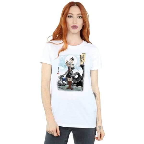 Star Wars Dam/Tjej The Last Jedi Japanese Rey Boyfriend T-shirt i bomull