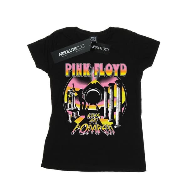 Pink Floyd Womens/Ladies Live At Pompeii Volcano Cotton T-Shirt Black XL
