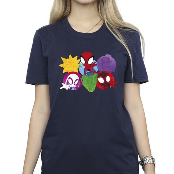 Marvel Dam/Tjej Spidey And His Amazing Friends Faces Boyfriend-T-shirt i bomull