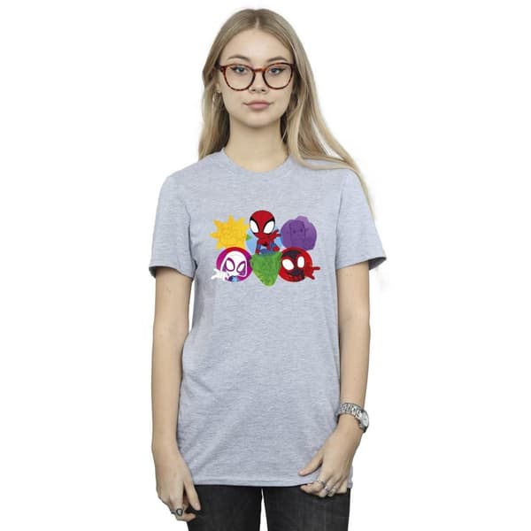Marvel Dam/Tjej Spidey And His Amazing Friends Faces Boyfriend-T-shirt i bomull
