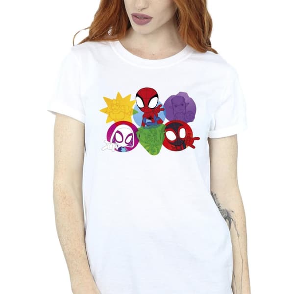Marvel Dam/Tjej Spidey And His Amazing Friends Faces Boyfriend-T-shirt i bomull