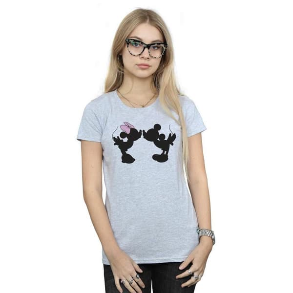 Disney Womens/Ladies Mickey Minnie Kiss Silhouette Cotton T-Shirt