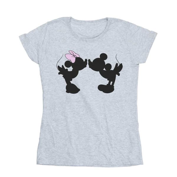 Disney Womens/Ladies Mickey Minnie Kiss Silhouette Cotton T-Shirt