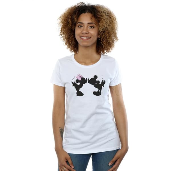 Disney Womens/Ladies Mickey Minnie Kiss Silhouette Cotton T-Shirt