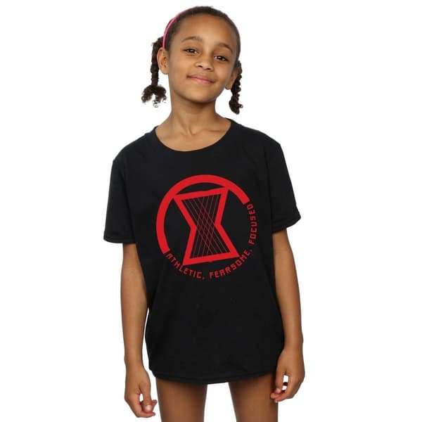 Marvel Girls Black Widow Movie Athletic Logo Cotton T-Shirt
