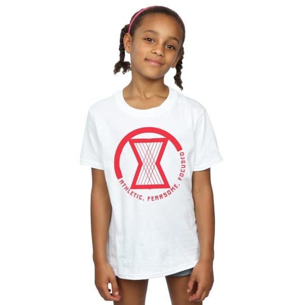 Marvel Girls Black Widow Movie Athletic Logo Cotton T-Shirt