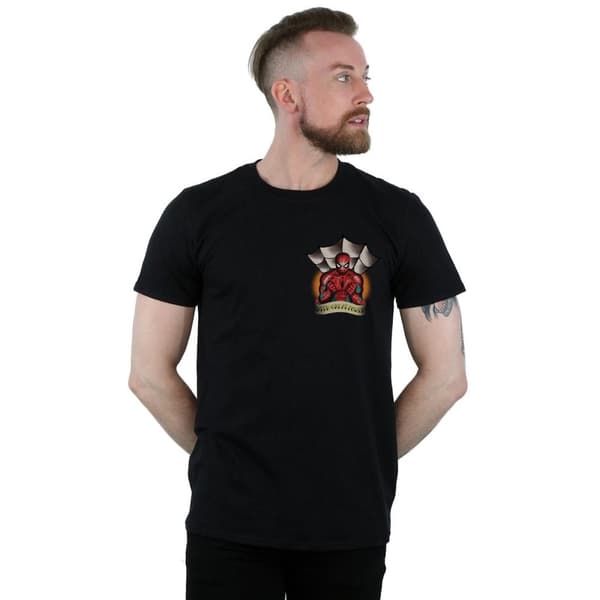 Marvel Mens Spider-Man Tattoo Breast Print T-Shirt