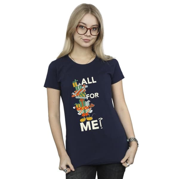 Disney Womens/Ladies Mickey Mouse Presents All For Me Cotton T-Shirt