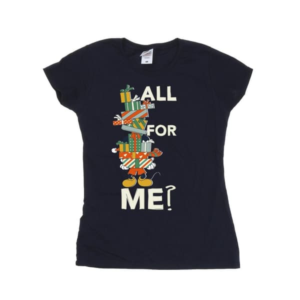 Disney Womens/Ladies Mickey Mouse Presents All For Me Cotton T-Shirt