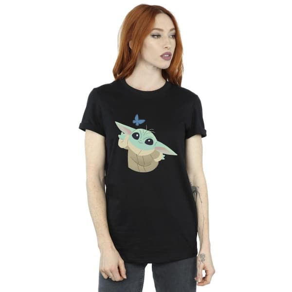Star Wars Womens/Ladies The Mandalorian Butterfly Catching Cotton Boyfriend T-Shirt