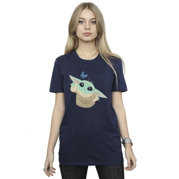Star Wars Womens/Ladies The Mandalorian Butterfly Catching Cotton Boyfriend T-Shirt