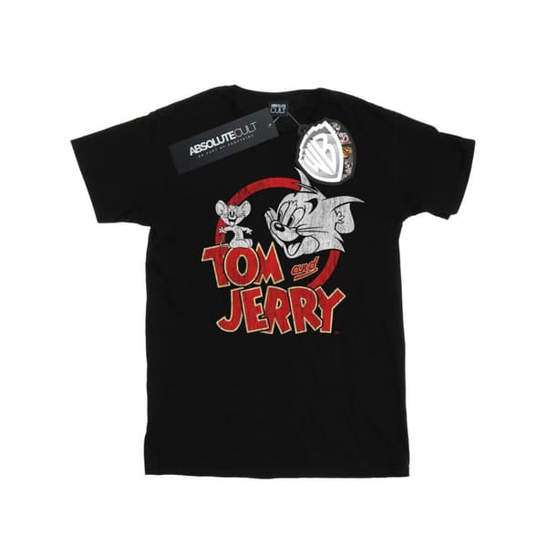 Tom And Jerry T-shirt med nödställd logotyp för pojkar