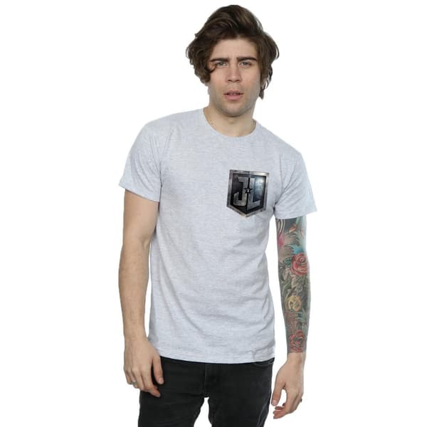 DC Comics Mens Justice League Movie Shield Faux Pocket T-Shirt