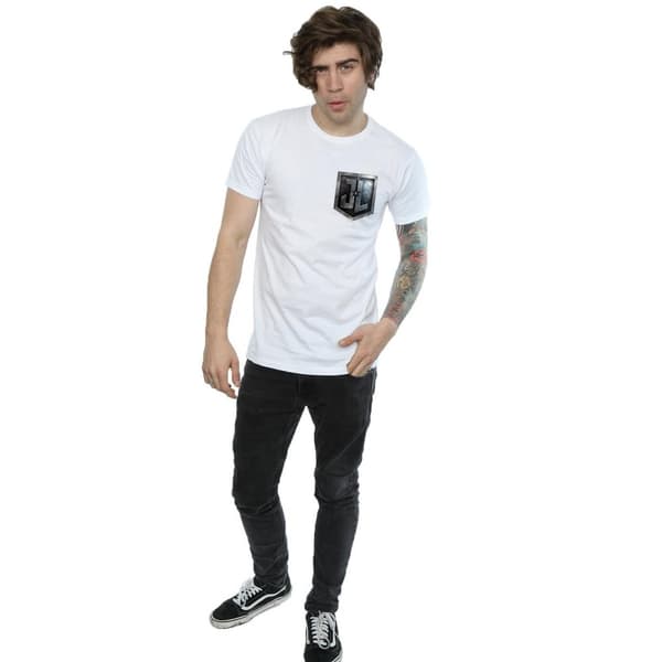 DC Comics Mens Justice League Movie Shield Faux Pocket T-Shirt