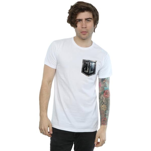 DC Comics Mens Justice League Movie Shield Faux Pocket T-Shirt