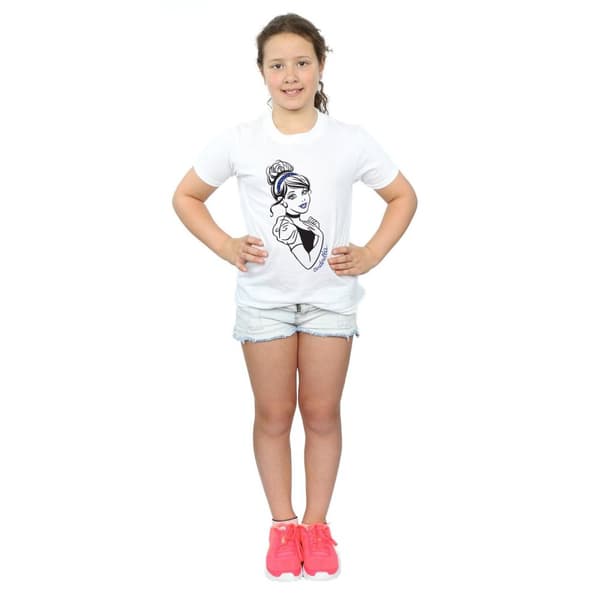 Disney Princess Girls Cinderella Glitter Cotton T-Shirt