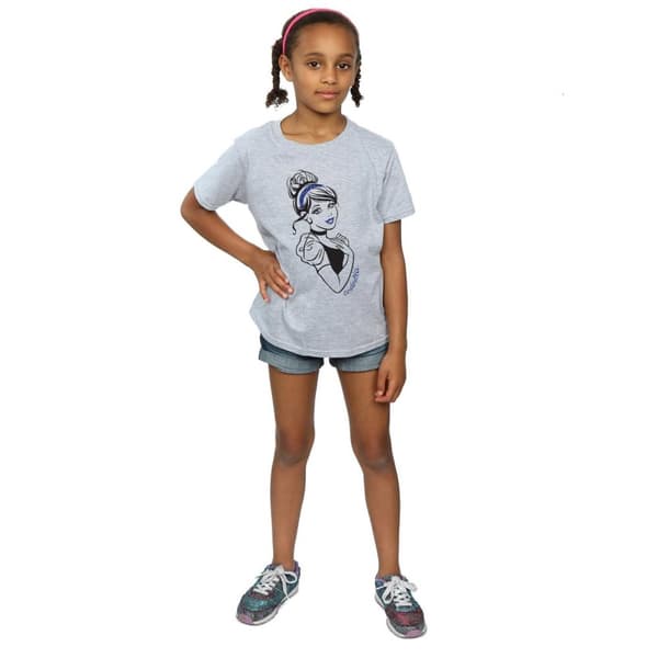 Disney Princess Girls Cinderella Glitter Cotton T-Shirt