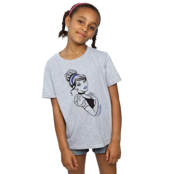 Disney Princess Girls Cinderella Glitter Cotton T-Shirt