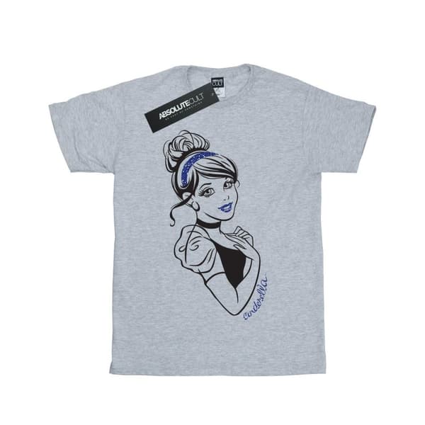 Disney Princess Girls Cinderella Glitter Cotton T-Shirt