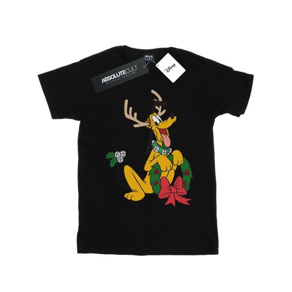 Disney Womens/Ladies Pluto Christmas Reindeer Cotton Boyfriend T-Shirt