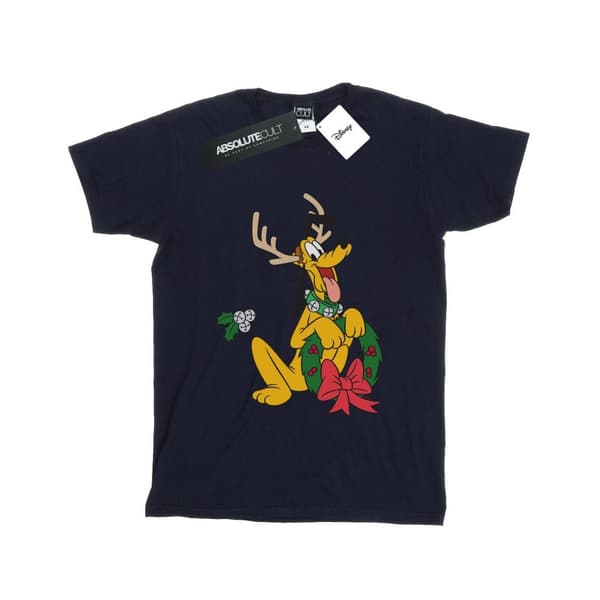 Disney Womens/Ladies Pluto Christmas Reindeer Cotton Boyfriend T-Shirt