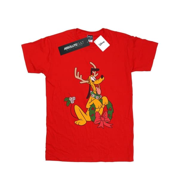 Disney Womens/Ladies Pluto Christmas Reindeer Cotton Boyfriend T-Shirt