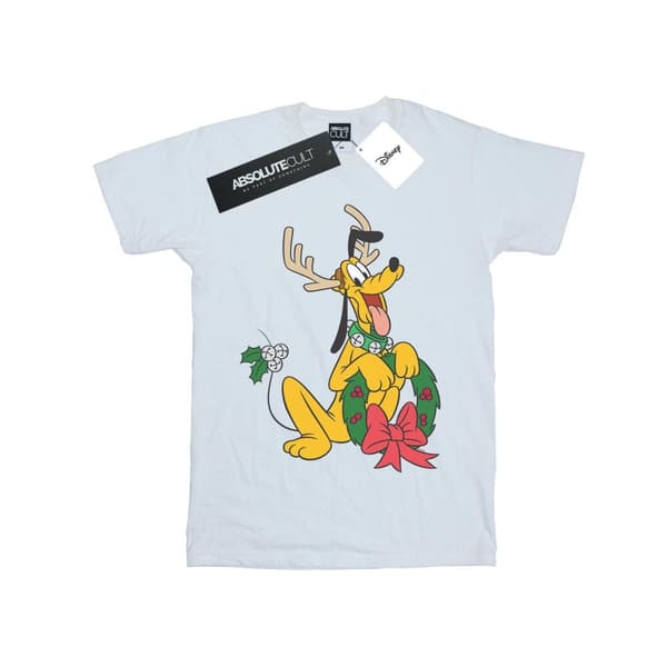 Disney Womens/Ladies Pluto Christmas Reindeer Cotton Boyfriend T-Shirt