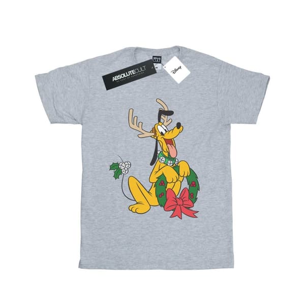 Disney Womens/Ladies Pluto Christmas Reindeer Cotton Boyfriend T-Shirt