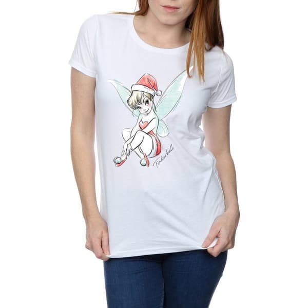 Disney Dam/Tjej Tinkerbell Christmas Fairy Bomulls-T-shirt