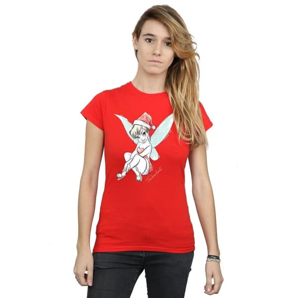 Disney Dam/Tjej Tinkerbell Christmas Fairy Bomulls-T-shirt
