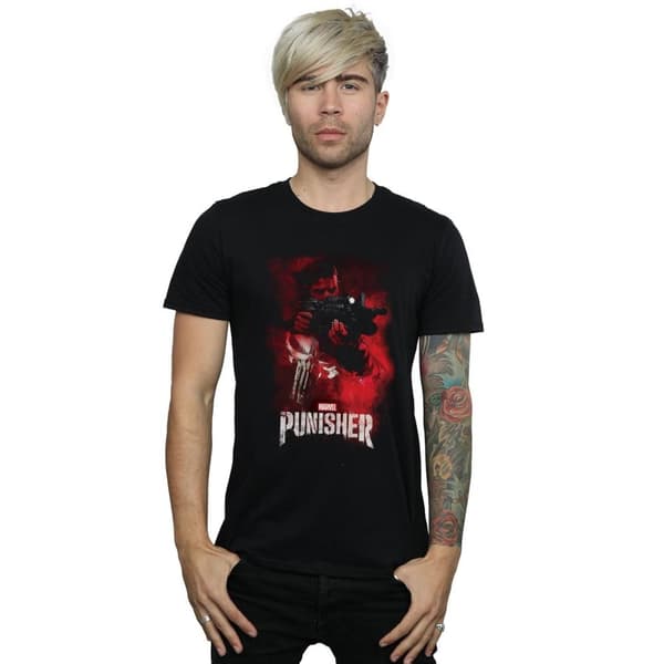 Marvel Mens The Punisher TV Series Red Smoke T-Shirt