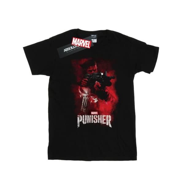 Marvel Mens The Punisher TV Series Red Smoke T-Shirt Black S